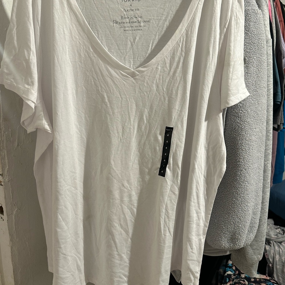 Women's White V-Neck Top